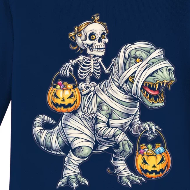 Skeleton Mummy Dinosaur Halloween Pumpkin Gift Baby Long Sleeve Bodysuit