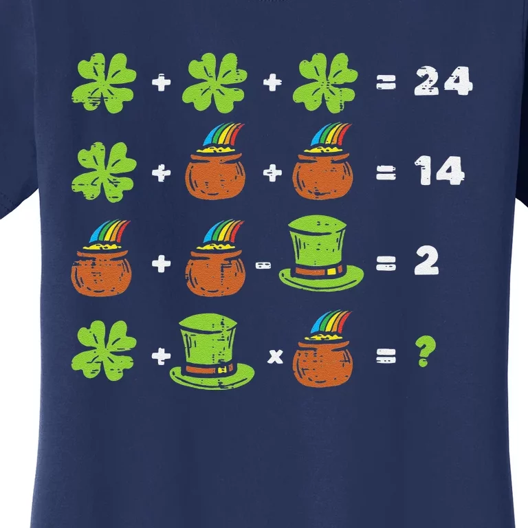 Shamrock Math Equation Funny St Patricks Day Teacher Gift Women's T-Shirt