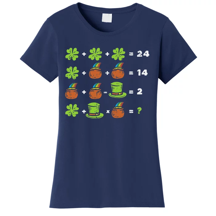 Shamrock Math Equation Funny St Patricks Day Teacher Gift Women's T-Shirt