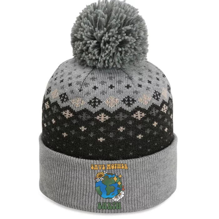 Save Mother Earth Retro Planet Floral The Baniff Cuffed Pom Beanie