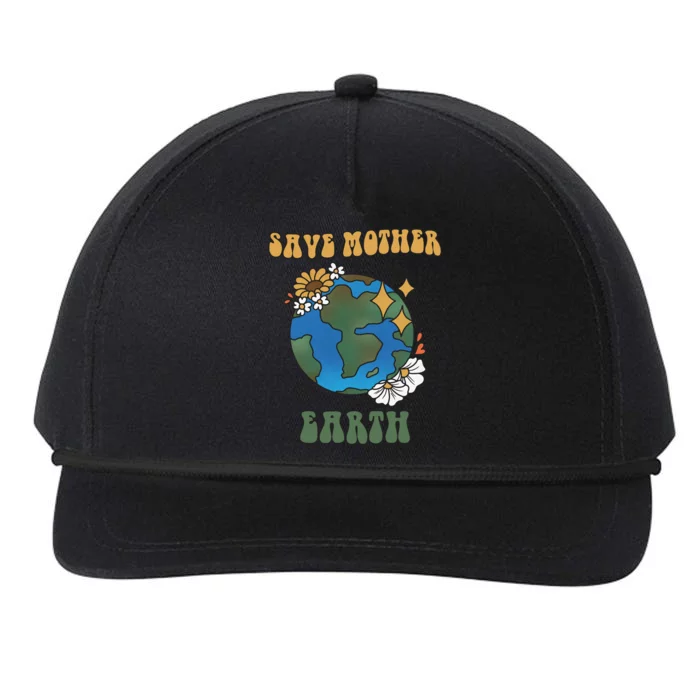 Save Mother Earth Retro Planet Floral Snapback Five-Panel Rope Hat