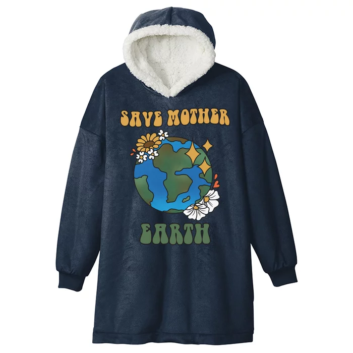 Save Mother Earth Retro Planet Floral Hooded Wearable Blanket