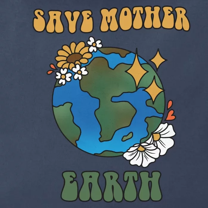 Save Mother Earth Retro Planet Floral Zip Tote Bag