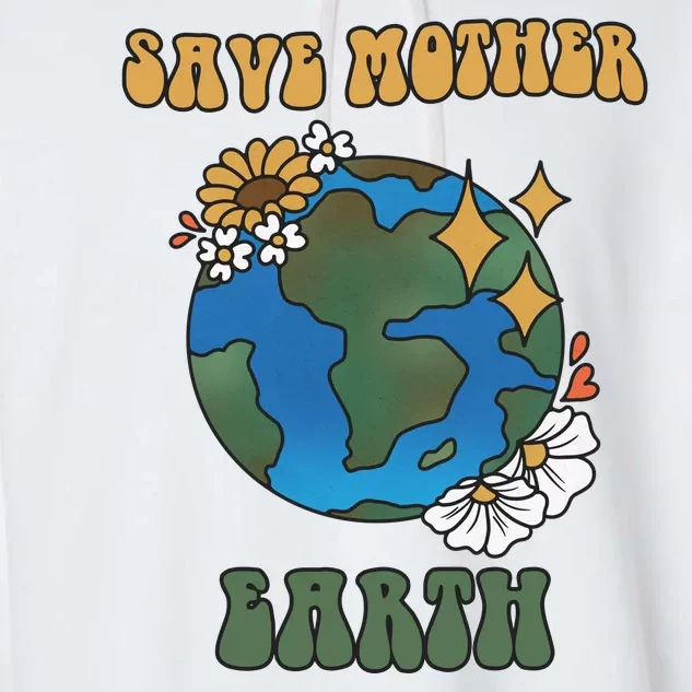 Save Mother Earth Retro Planet Floral Garment-Dyed Fleece Hoodie