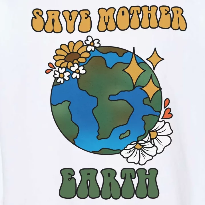 Save Mother Earth Retro Planet Floral Garment-Dyed Sweatshirt