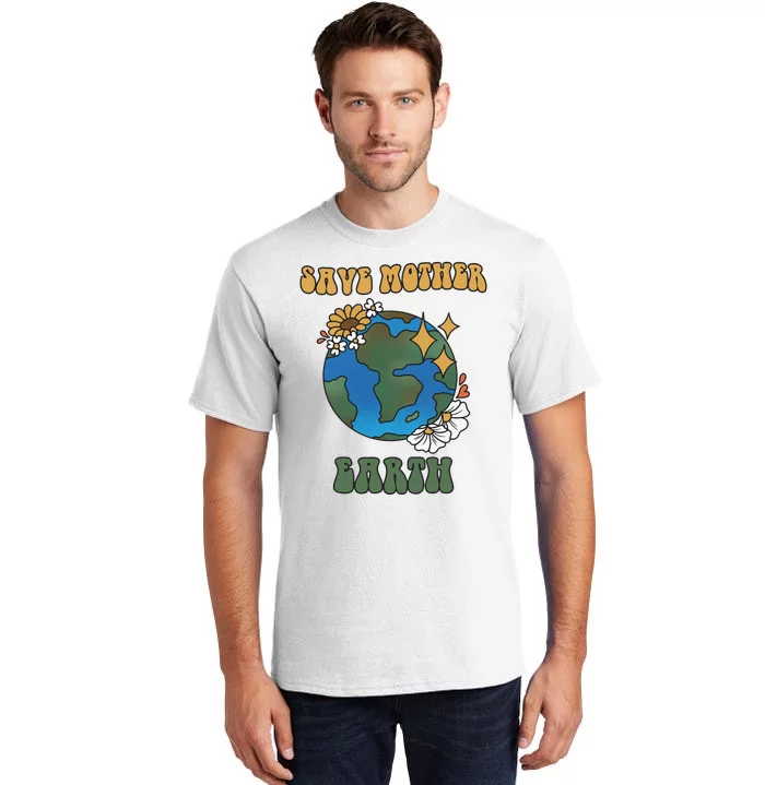 Save Mother Earth Retro Planet Floral Tall T-Shirt