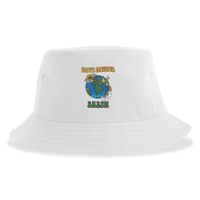 Save Mother Earth Retro Planet Floral Sustainable Bucket Hat