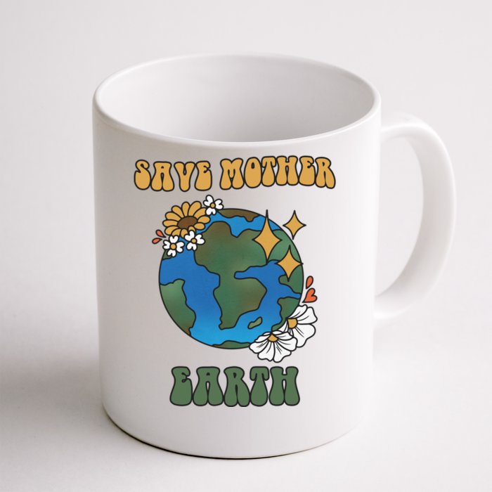 Save Mother Earth Retro Planet Floral Front & Back Coffee Mug