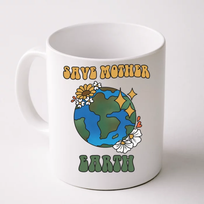 Save Mother Earth Retro Planet Floral Front & Back Coffee Mug