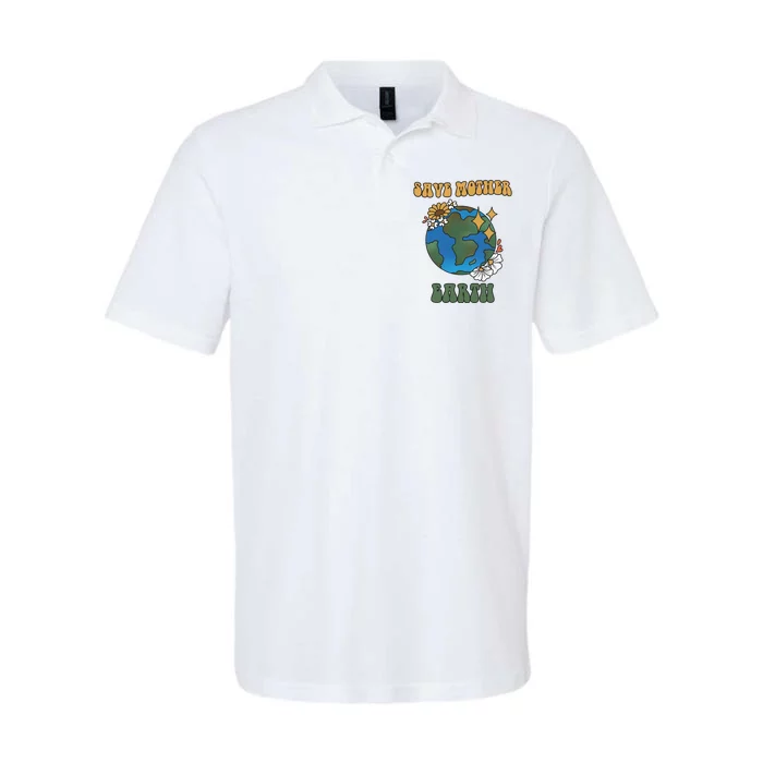 Save Mother Earth Retro Planet Floral Softstyle Adult Sport Polo