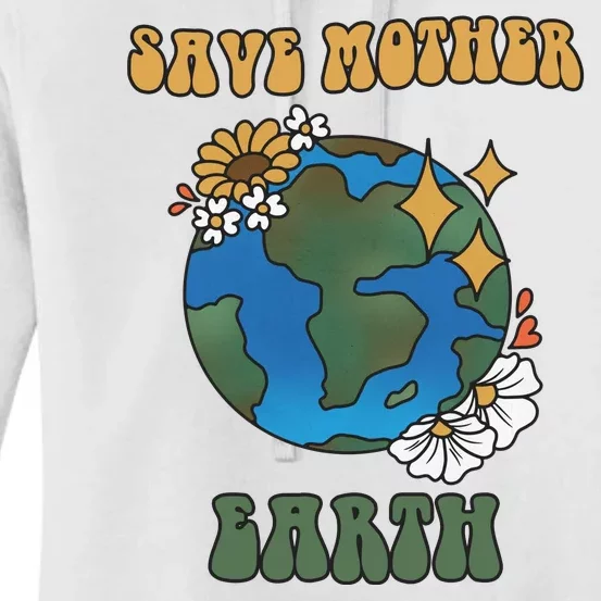 Save Mother Earth Retro Planet Floral Women's Pullover Hoodie