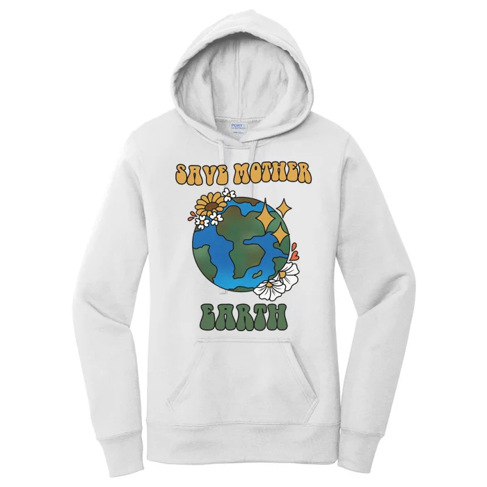 Save Mother Earth Retro Planet Floral Women's Pullover Hoodie