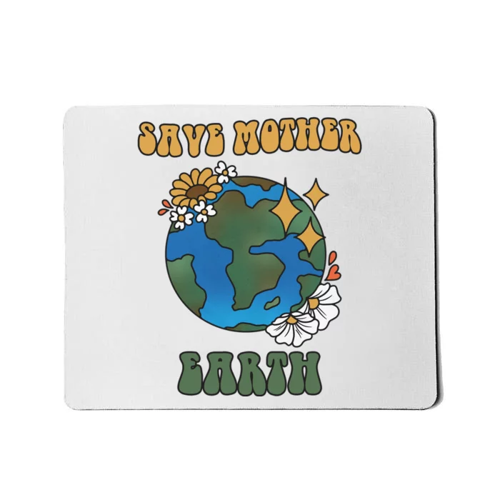 Save Mother Earth Retro Planet Floral Mousepad