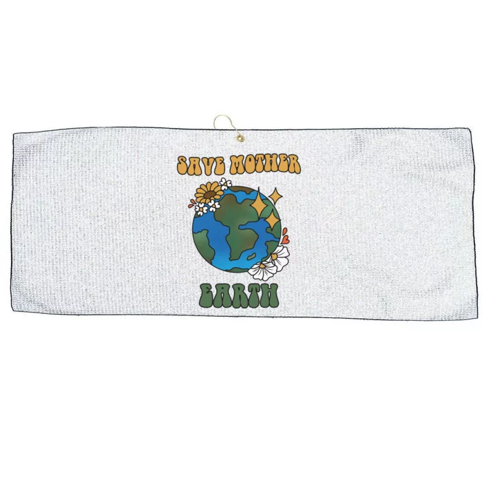 Save Mother Earth Retro Planet Floral Large Microfiber Waffle Golf Towel