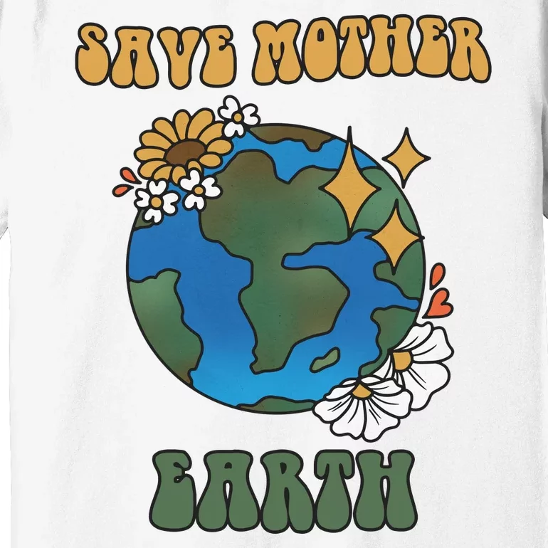 Save Mother Earth Retro Planet Floral Premium T-Shirt