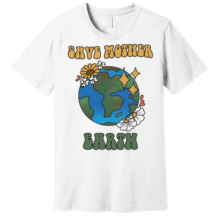 Save Mother Earth Retro Planet Floral Premium T-Shirt