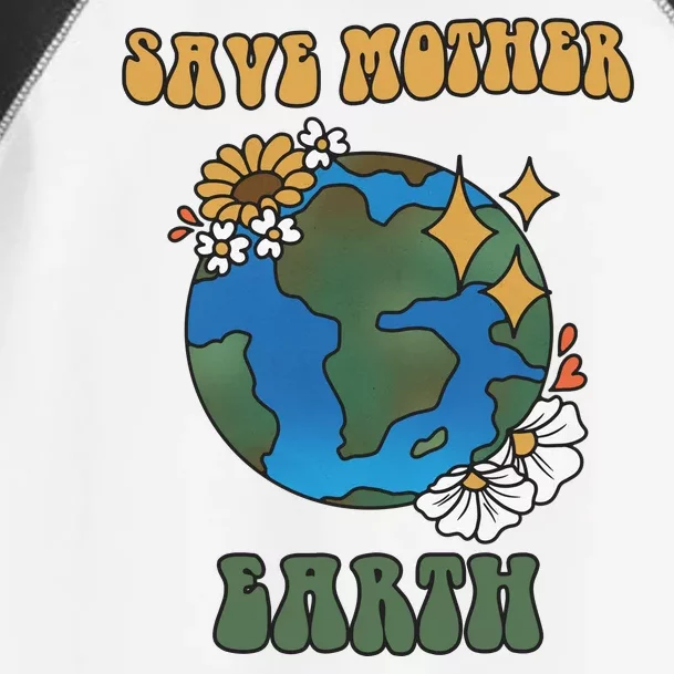 Save Mother Earth Retro Planet Floral Toddler Fine Jersey T-Shirt