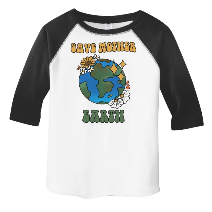 Save Mother Earth Retro Planet Floral Toddler Fine Jersey T-Shirt