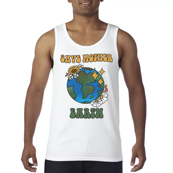 Save Mother Earth Retro Planet Floral Tank Top