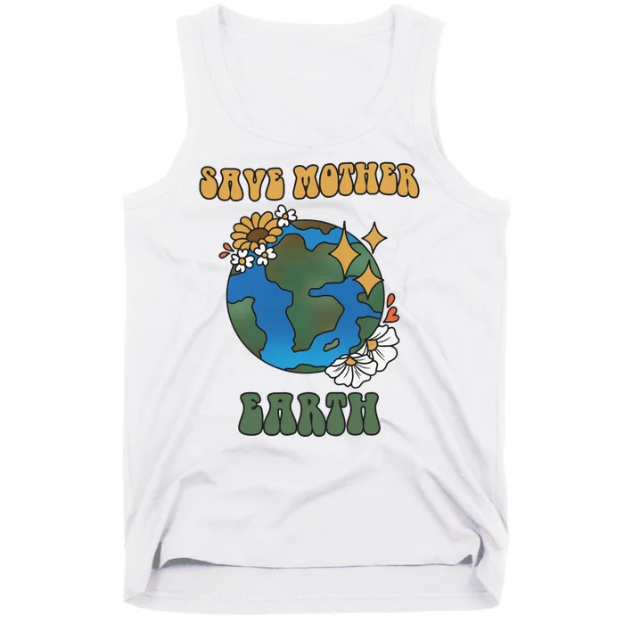 Save Mother Earth Retro Planet Floral Tank Top