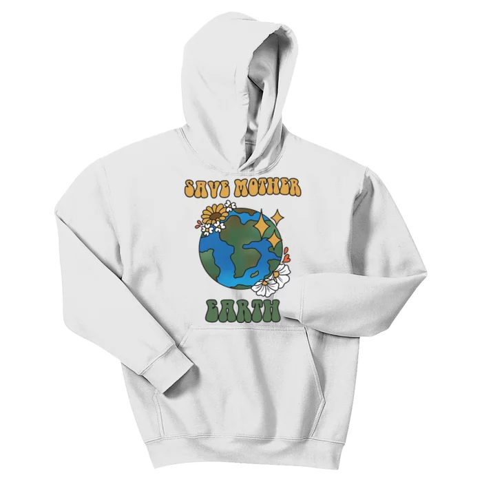 Save Mother Earth Retro Planet Floral Kids Hoodie