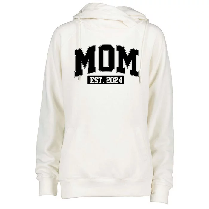 Sporty Mom Est 2024 New Mother Celebrate Mothers Day Womens Funnel Neck Pullover Hood