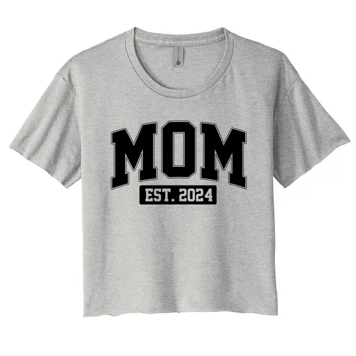 Sporty Mom Est 2024 New Mother Celebrate Mothers Day Women's Crop Top Tee