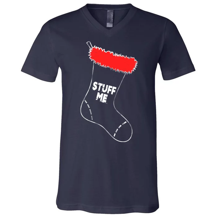 Stuff Me Funny Christmas Stocking V-Neck T-Shirt