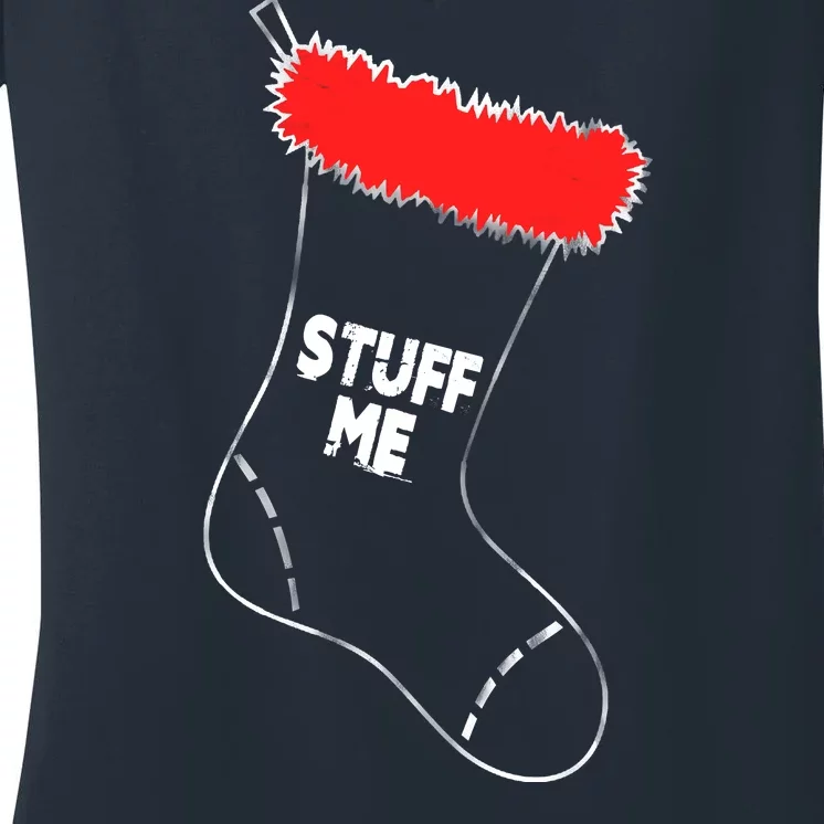 Stuff Me Funny Christmas Stocking Women's V-Neck T-Shirt