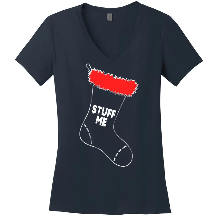 Stuff Me Funny Christmas Stocking Women's V-Neck T-Shirt