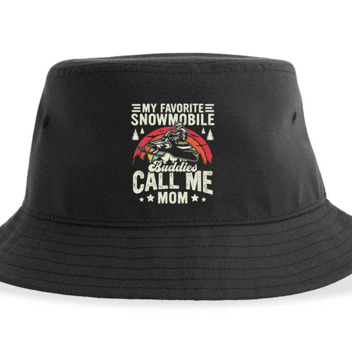 Snocross My Favorite Snowmobile Buddies Call Me Mom Sustainable Bucket Hat