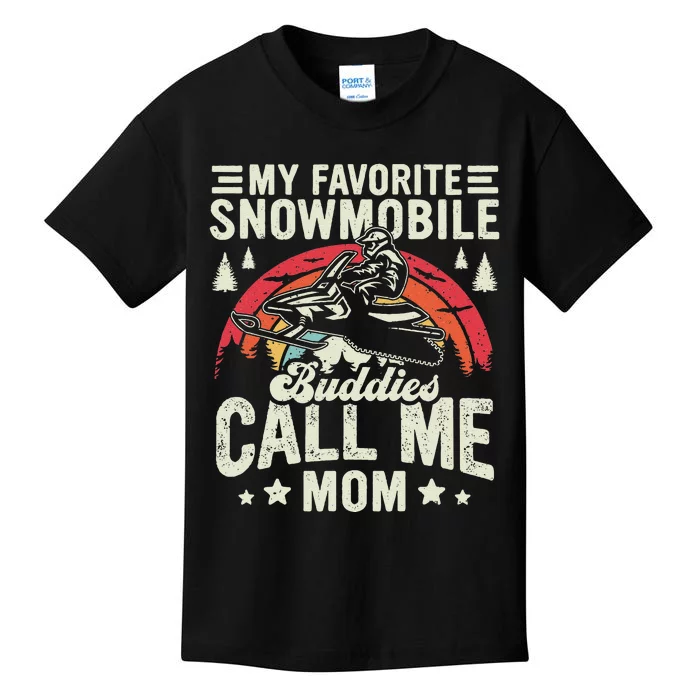 Snocross My Favorite Snowmobile Buddies Call Me Mom Kids T-Shirt