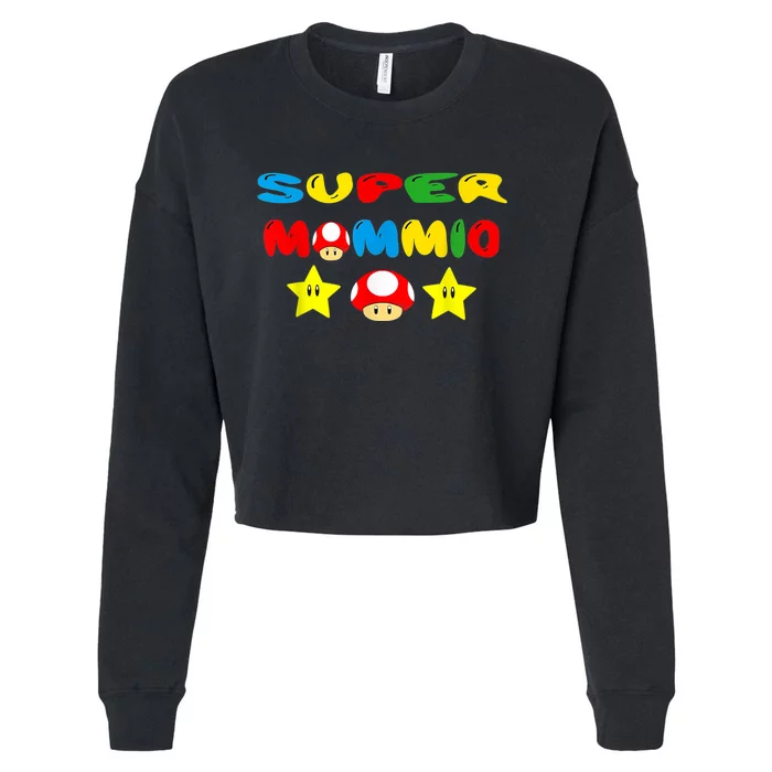 Super Mommio Funny Mom Mommy Mother Video Game Lovers Cropped Pullover Crew