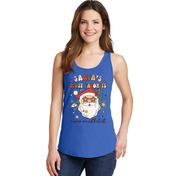 Santas Most Favorite Nurse Anesthetist Retro Christmas Xmas Cool Gift Ladies Essential Tank