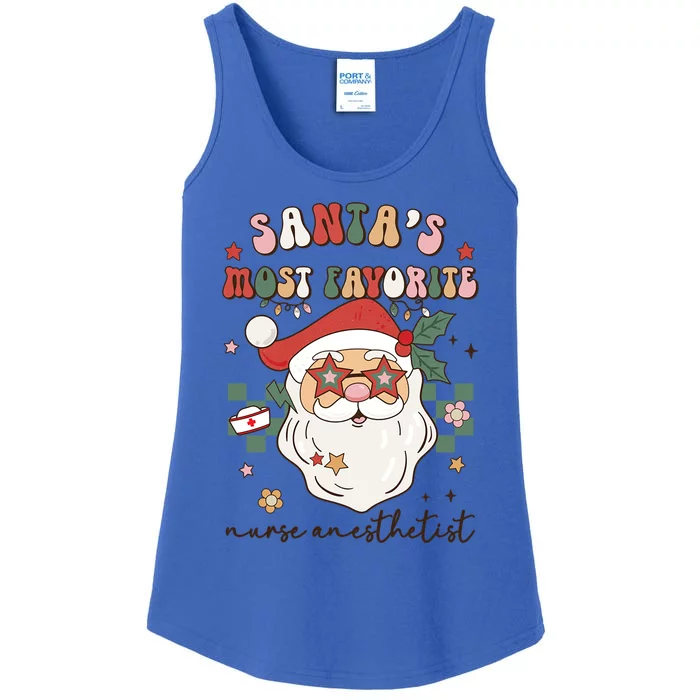 Santas Most Favorite Nurse Anesthetist Retro Christmas Xmas Cool Gift Ladies Essential Tank