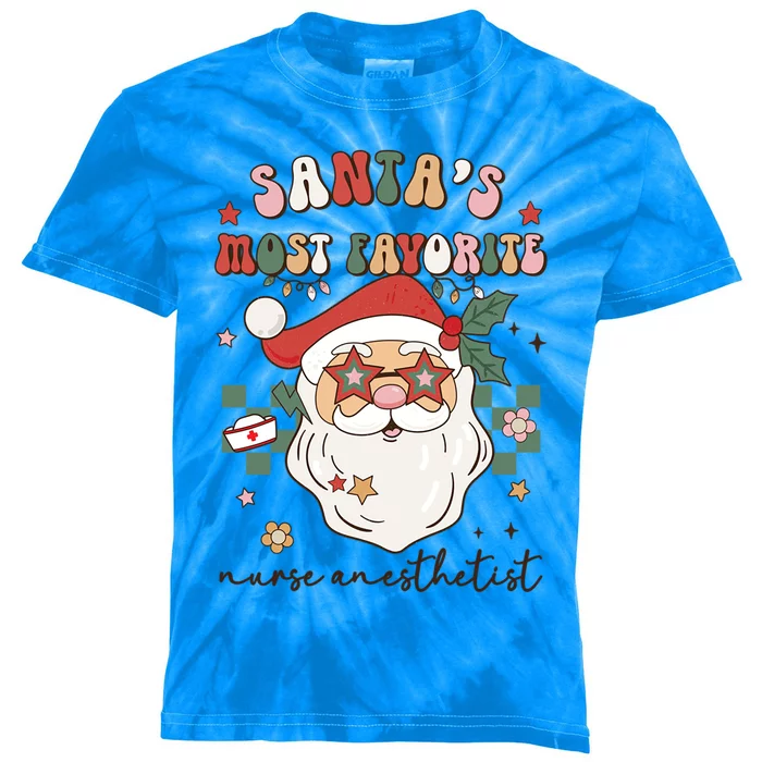 Santas Most Favorite Nurse Anesthetist Retro Christmas Xmas Cool Gift Kids Tie-Dye T-Shirt