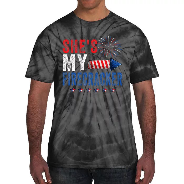 SheS My Firecracker His And Her 4th July Matching Couples Tie-Dye T-Shirt