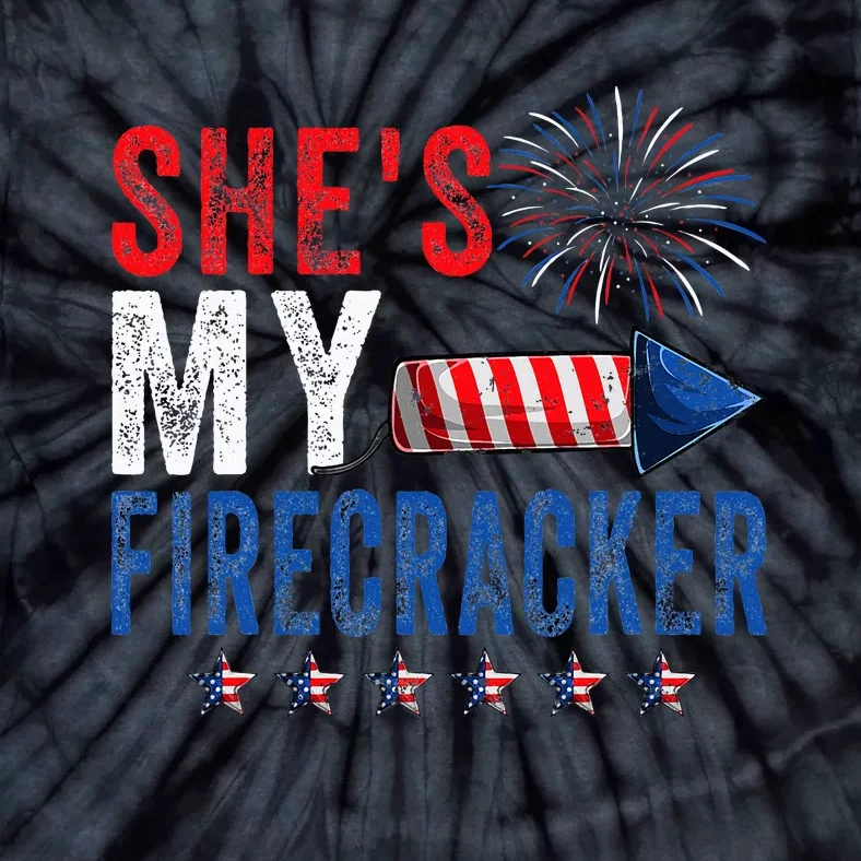 SheS My Firecracker His And Her 4th July Matching Couples Tie-Dye T-Shirt