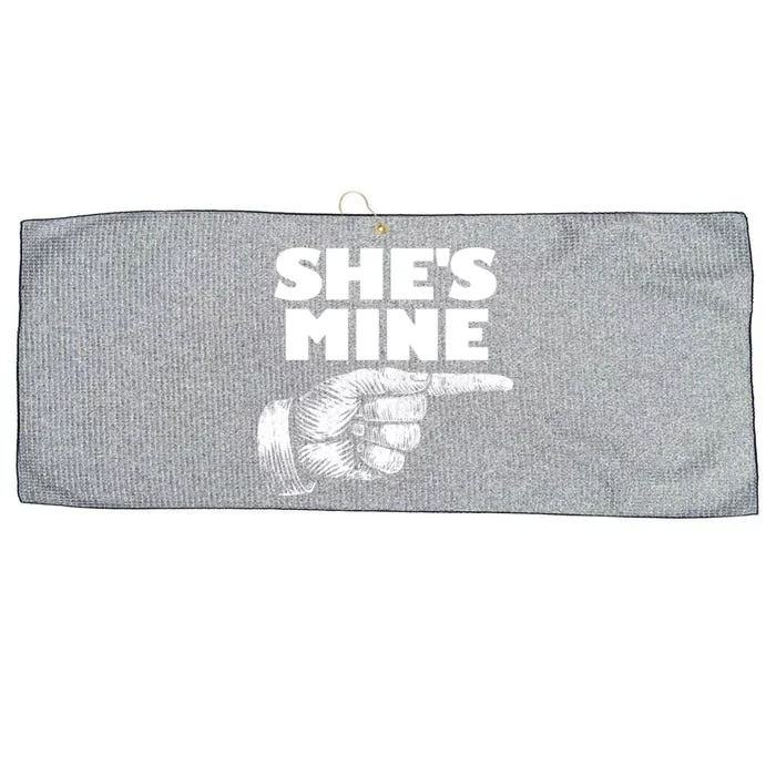 She's Mine Finger Pointing Right Matching Couple She's Mine Meaningful Gift Large Microfiber Waffle Golf Towel