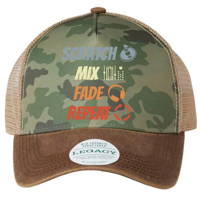 Scratch Mix Fade Repeat Disc Jockey Dj Gift Legacy Tie Dye Trucker Hat