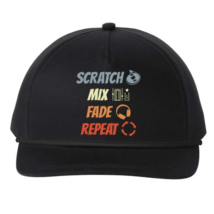 Scratch Mix Fade Repeat Disc Jockey Dj Gift Snapback Five-Panel Rope Hat