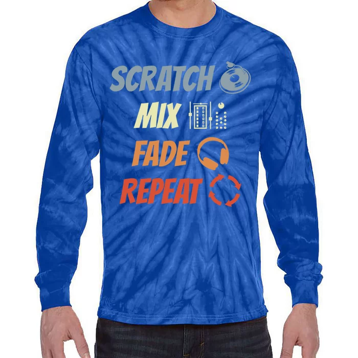 Scratch Mix Fade Repeat Disc Jockey Dj Gift Tie-Dye Long Sleeve Shirt