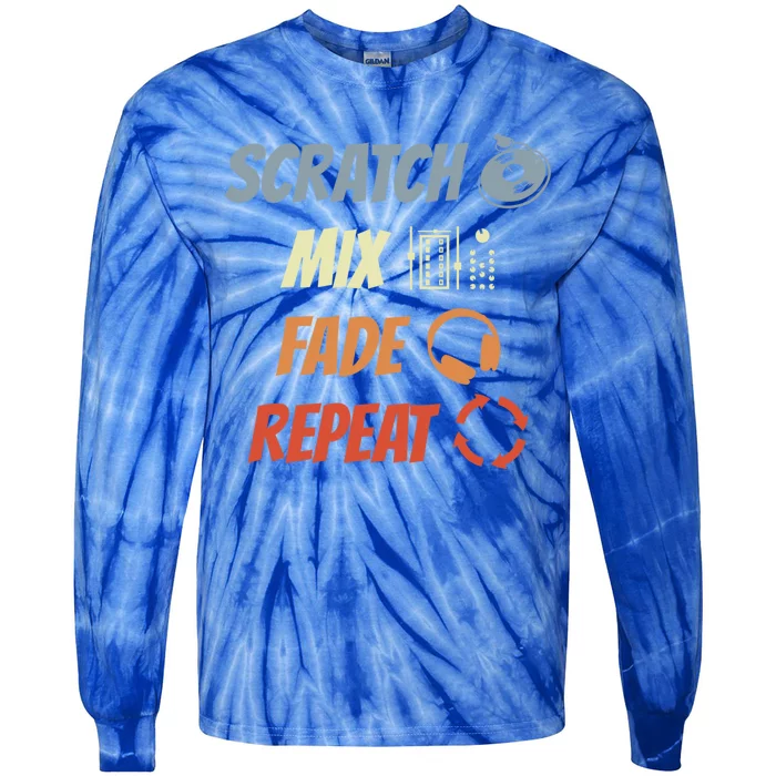 Scratch Mix Fade Repeat Disc Jockey Dj Gift Tie-Dye Long Sleeve Shirt