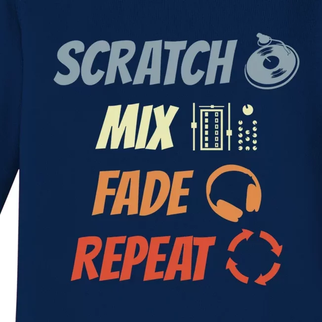 Scratch Mix Fade Repeat Disc Jockey Dj Gift Baby Long Sleeve Bodysuit