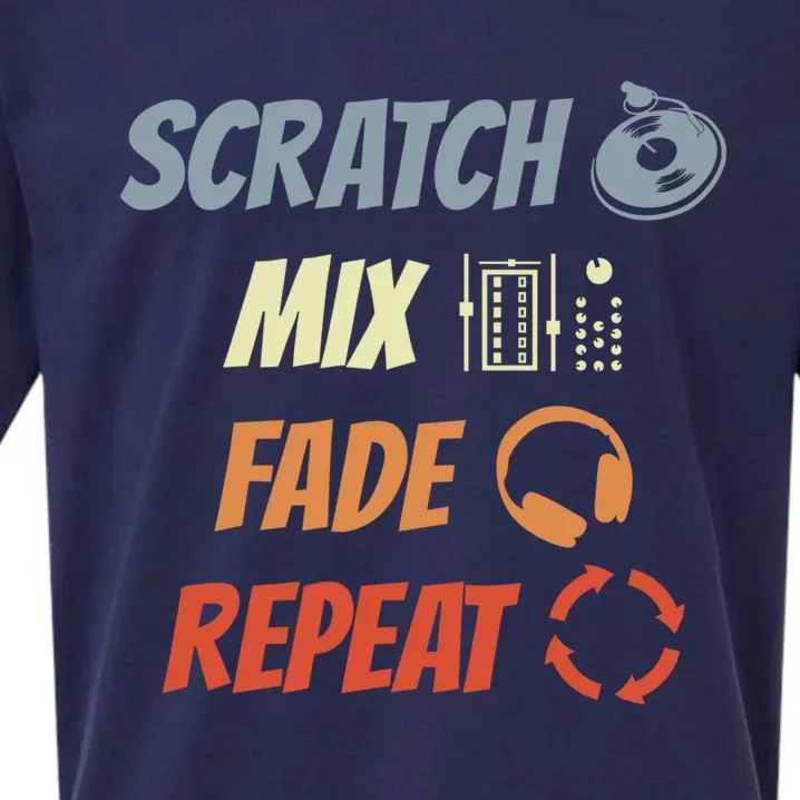 Scratch Mix Fade Repeat Disc Jockey Dj Gift Sueded Cloud Jersey T-Shirt