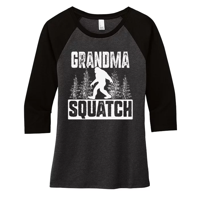 Squatchy Matching Family Bigfoot Grandma Squatch Women's Tri-Blend 3/4-Sleeve Raglan Shirt