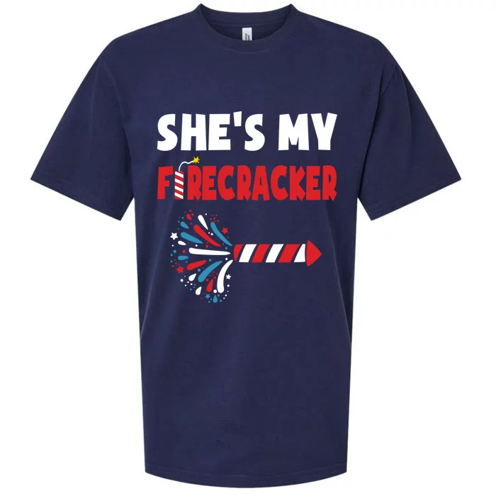 Shes My Firecracker Meaningful Gift 4th Of July Matching Couples Cute Gift Sueded Cloud Jersey T-Shirt