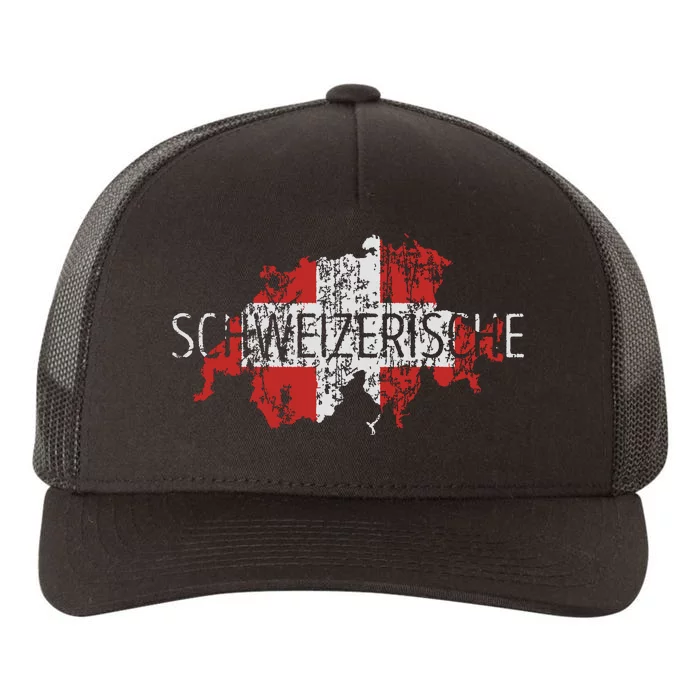 Switzerland Map Flag Souvenir Distressed Schweizerische Yupoong Adult 5-Panel Trucker Hat