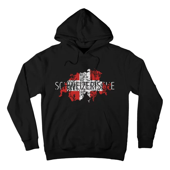 Switzerland Map Flag Souvenir Distressed Schweizerische Hoodie