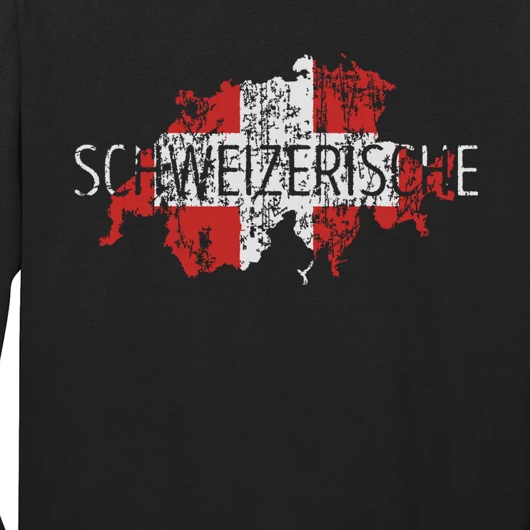 Switzerland Map Flag Souvenir Distressed Schweizerische Long Sleeve Shirt